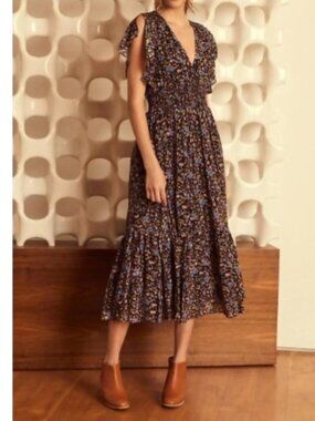 NWT Caballero Blakely Dress in Moonlit Moss, Black and Pink, Size Small